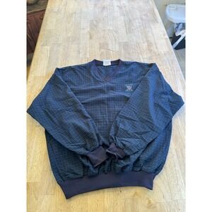 Vintage Starbus Weather Screen Jacket Mens L Blue Plaid USA Made Pullover